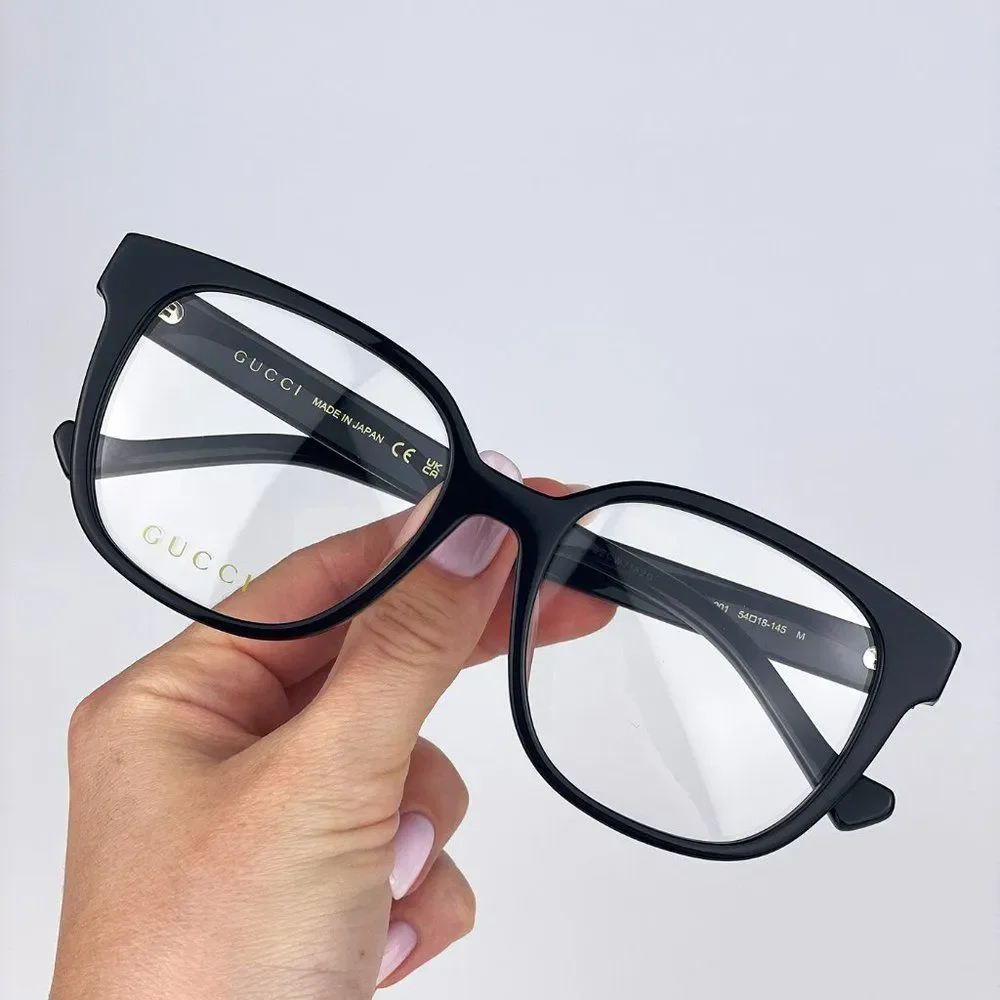 Gucci GG1305OA 001 Eyeglasses Black Havana Rectangle Women